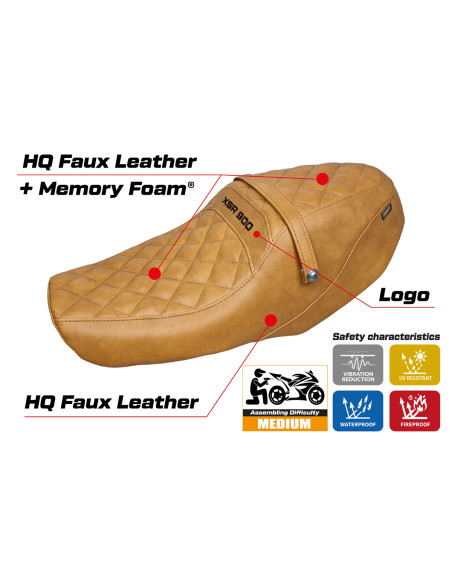 Housse de selle compatible Yamaha XSR 900 (22-23) modèle Adeje comfort system