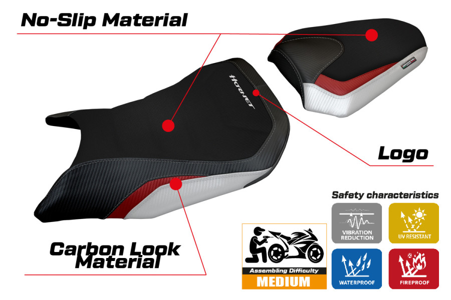 Housse de selle compatible Honda CB 750 Hornet (2023) modèle Toyama Special Color