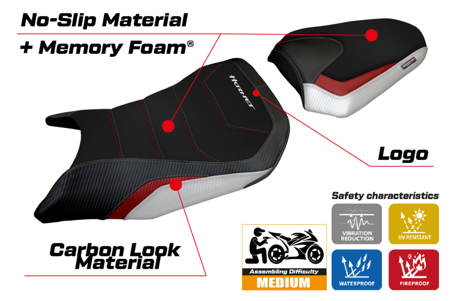 Funda de asiento compatible Honda CB 750 Hornet (2023) modelo Toyama Special Color Comfort System