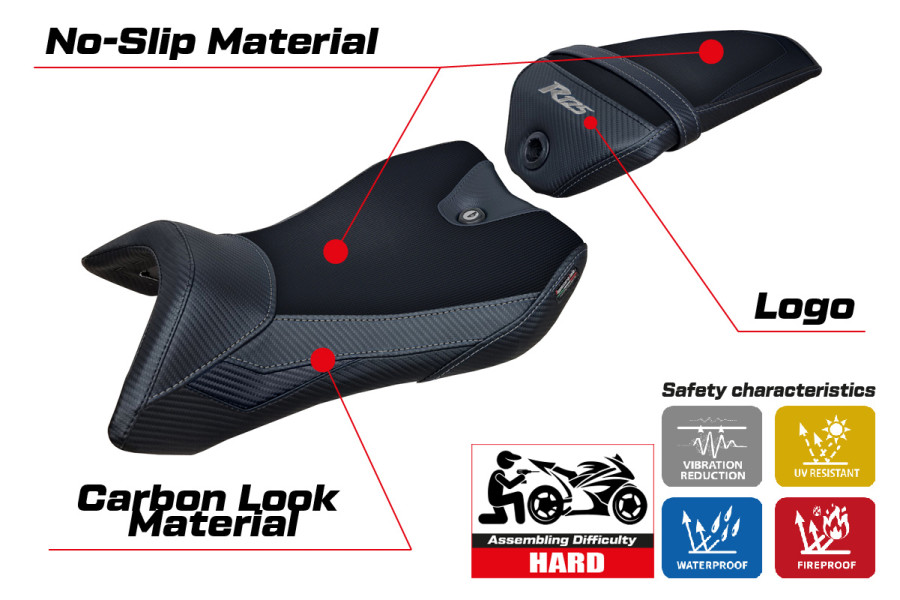 Housse de selle compatible Yamaha R125 (16-18) modèle Nashik