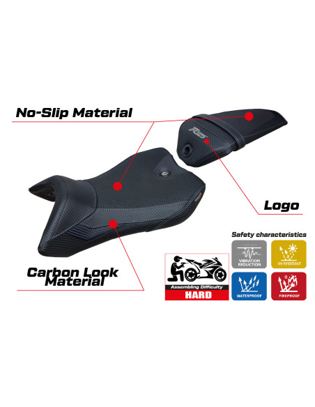 Housse de selle compatible Yamaha R125 (16-18) modèle Nashik Ultragrip