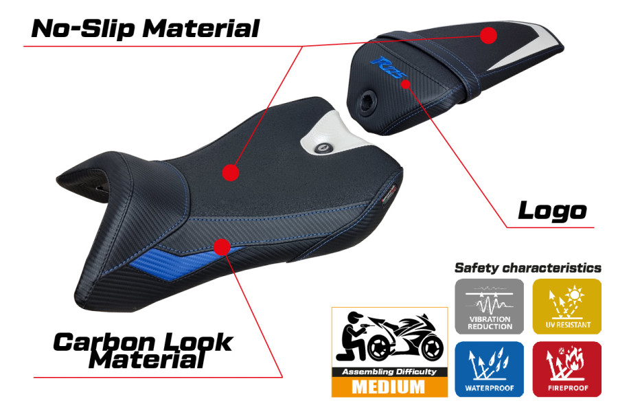Rivestimento sella compatibile Yamaha R125 (16-18) modello Nashik Ultragrip