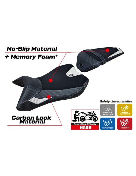 Funda de asiento compatible con Yamaha R125 (16-18) modelo Nashik Comfort System