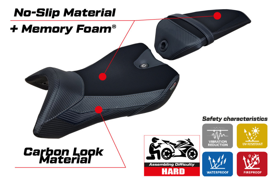 Housse de selle compatible Yamaha R125 (16-18) modèle Nashik Comfort System