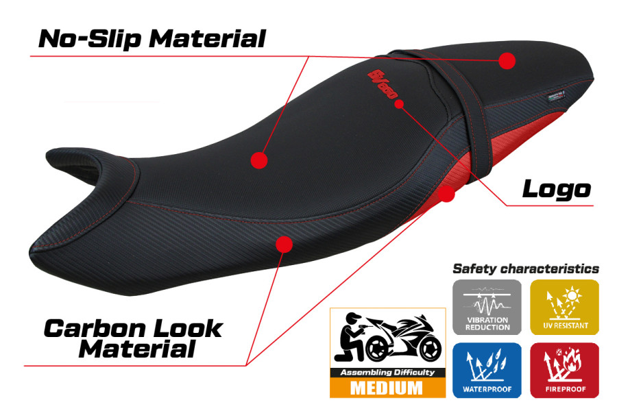 Housse de selle compatible Suzuki SV 650 (16-23) modèle Shibuya