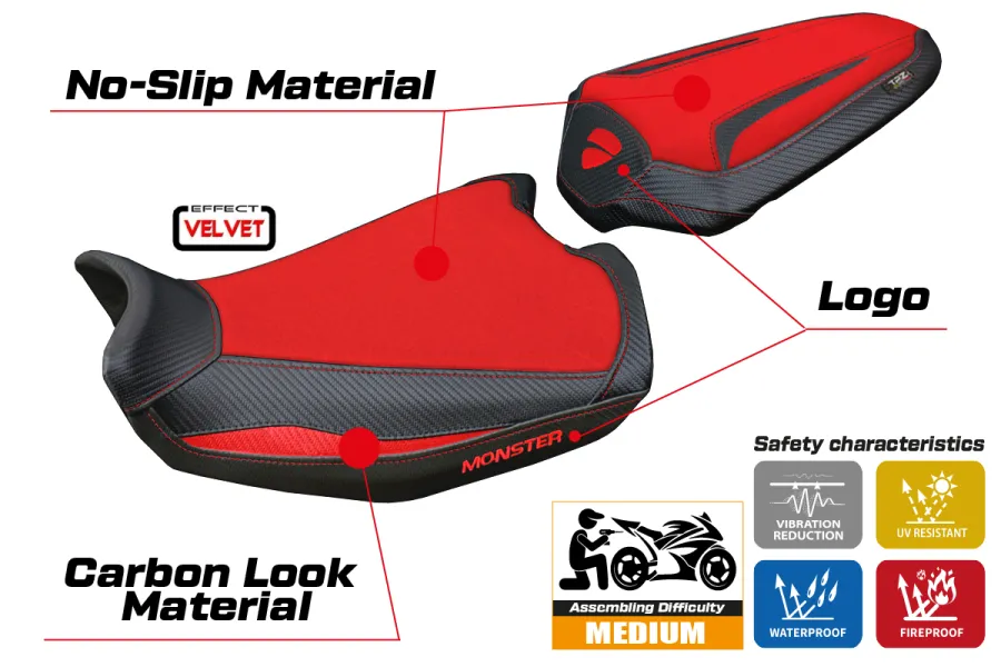 Housse de selle compatible Ducati Monster 937 (21-23) modèle Linosa Velvet