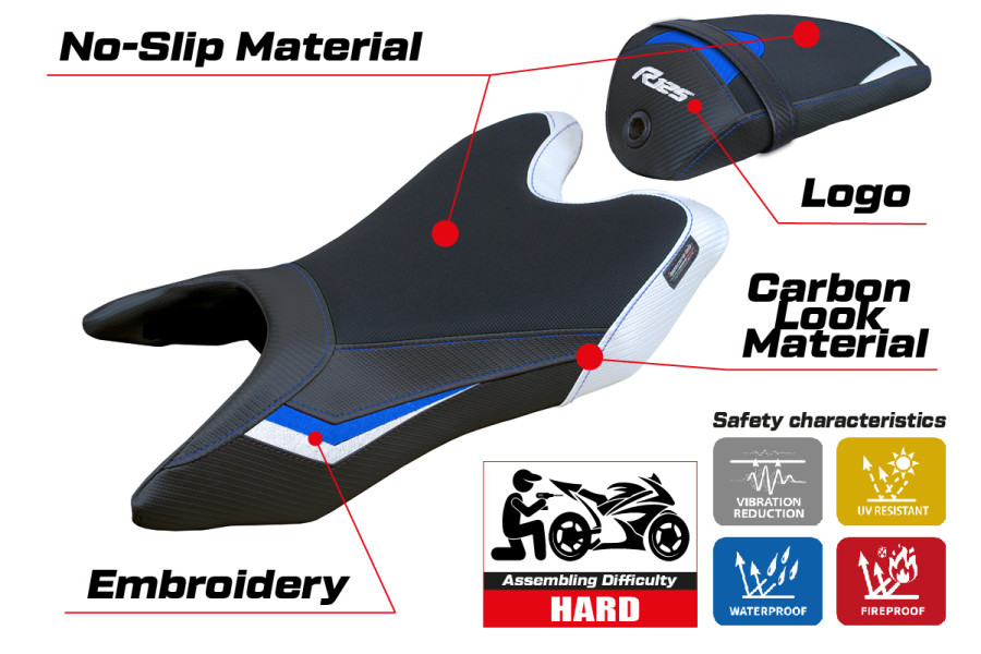 Funda de asiento compatible con Yamaha R125 (19-23) modelo Aswhy