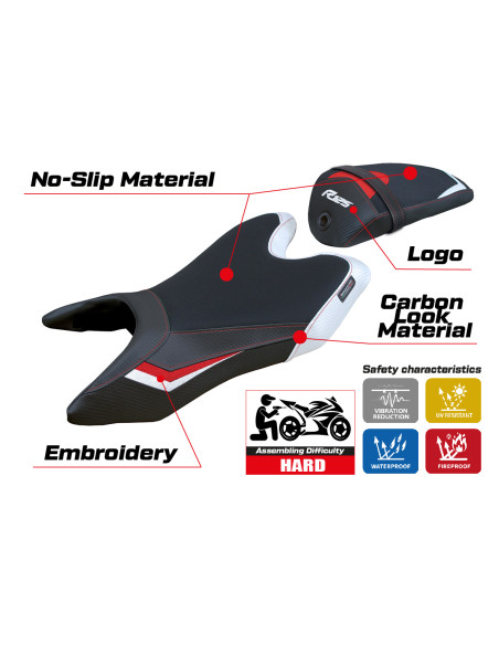 Funda de asiento compatible con Yamaha R125 (19-23) modelo Aswhy