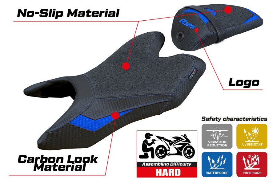 Sitzbezug kompatibel Yamaha R125 (19-23) Aswhy Ultragrip modell