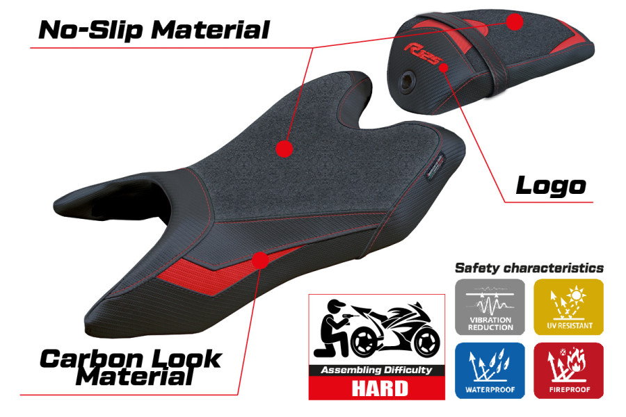 Sitzbezug kompatibel Yamaha R125 (19-23) Aswhy Ultragrip modell