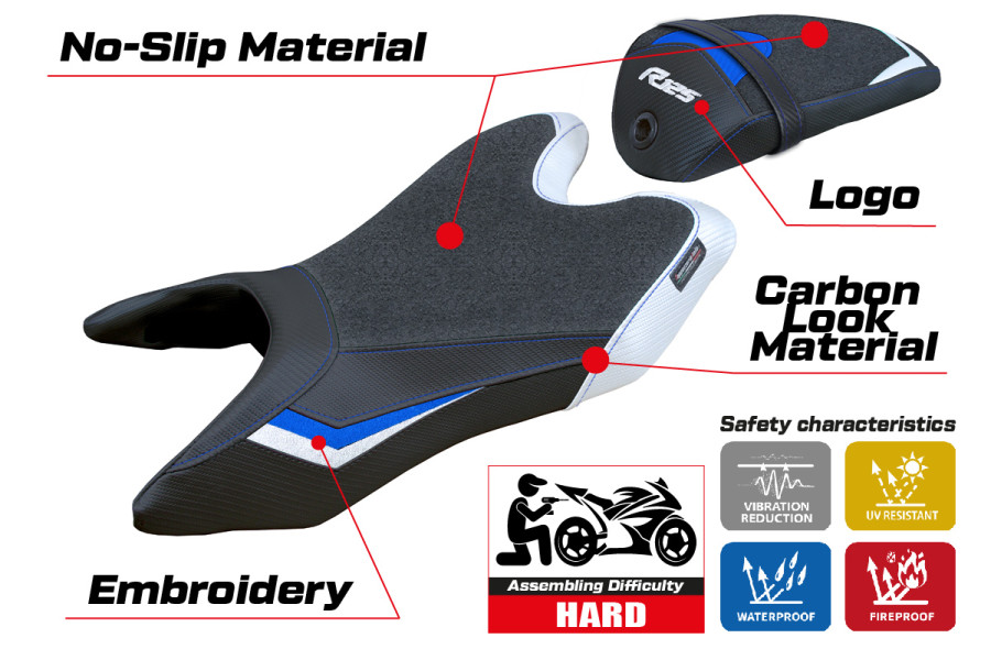 Funda de asiento compatible con Yamaha R125 (19-23) modelo Aswhy Ultragrip