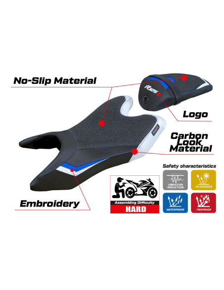 Sitzbezug kompatibel Yamaha R125 (19-23) Aswhy Ultragrip modell