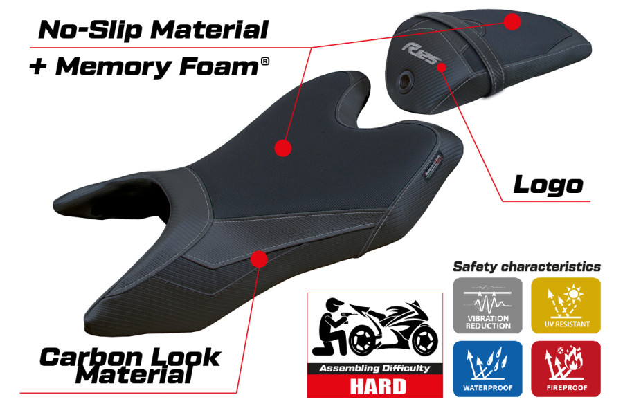 Rivestimento sella compatibile Yamaha R125 (19-23) modello Aswhy Comfort System