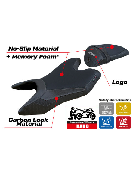 Rivestimento sella compatibile Yamaha R125 (19-23) modello Aswhy Comfort System