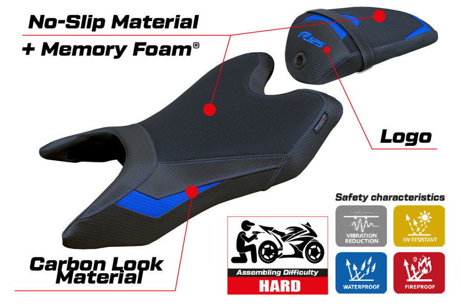 Housse de selle compatible Yamaha R125 (19-23) modèle Aswhy Comfort System