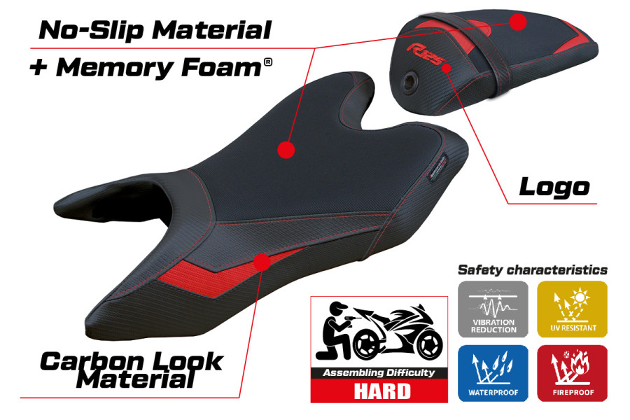 Rivestimento sella compatibile Yamaha R125 (19-23) modello Aswhy Comfort System