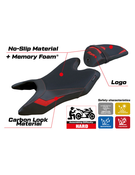 Rivestimento sella compatibile Yamaha R125 (19-23) modello Aswhy Comfort System