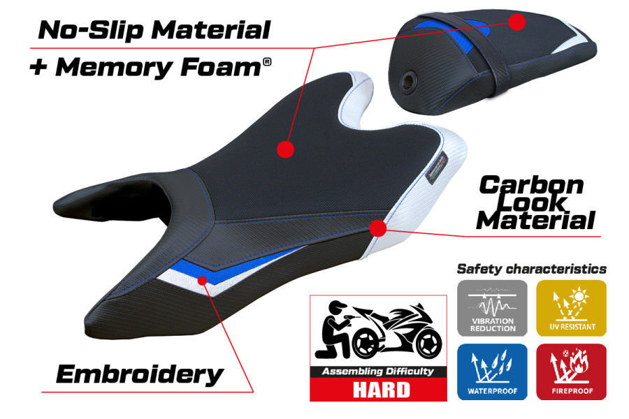 Rivestimento sella compatibile Yamaha R125 (19-23) modello Aswhy Comfort System