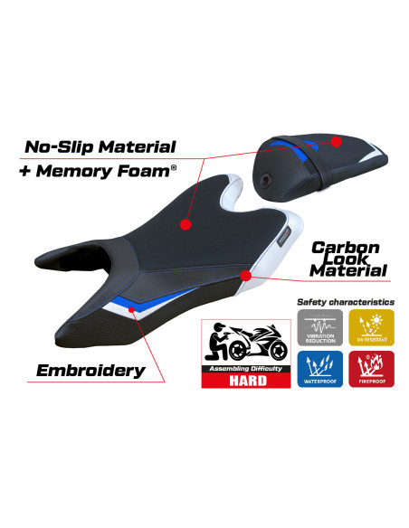 Housse de selle compatible Yamaha R125 (19-23) modèle Aswhy Comfort System