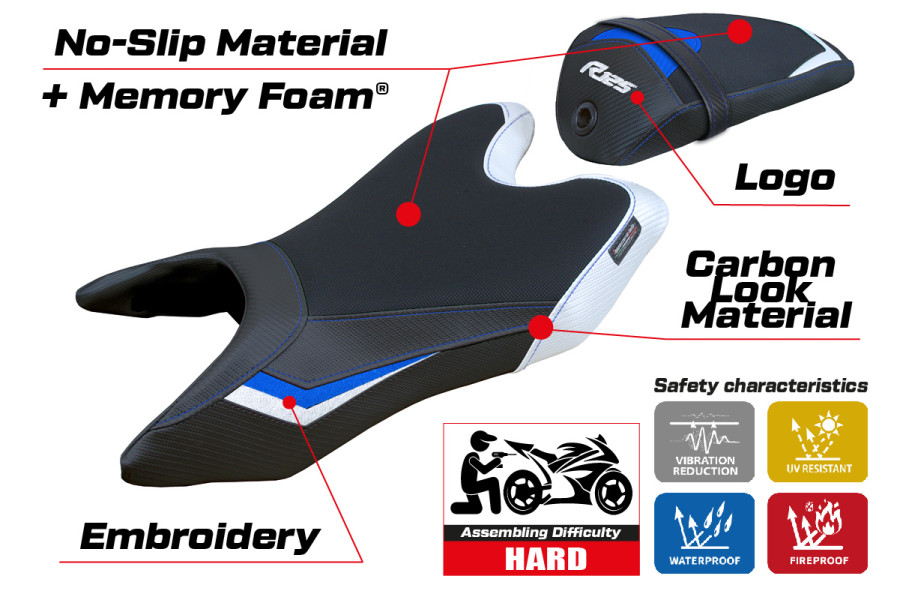 Rivestimento sella compatibile Yamaha R125 (19-23) modello Aswhy Comfort System