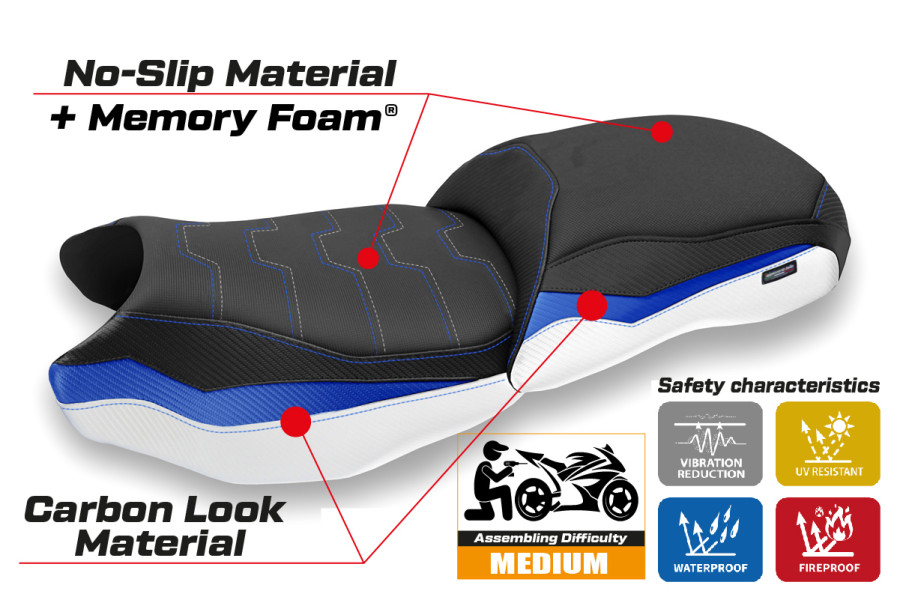 Housse de selle compatible BMW R 1250 GS (19-22) modèle Adalia comfort system