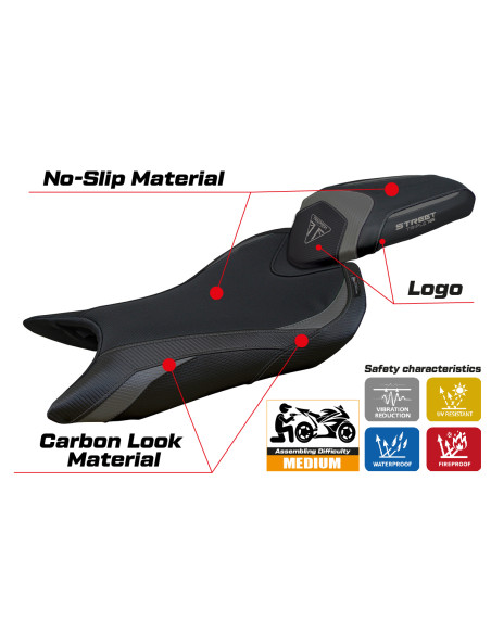 Housse de selle compatible - Triumph Street Triple 765 2023-2025 - mod Norwich