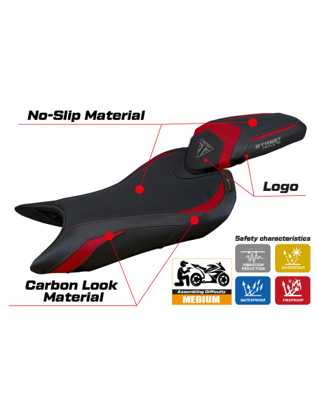 Housse de selle compatible - Triumph Street Triple 765 2023-2025 - mod Norwich