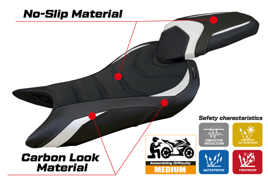 Housse de selle compatible - Triumph Street Triple 765 2023-2026 - mod Norwich Ultragrip