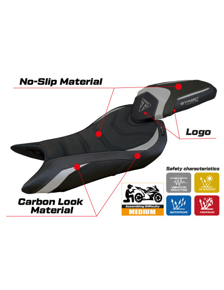 Sitzbezug kompatibel - Triumph Street Triple 2023-2025 - mod Norwich Ultragrip