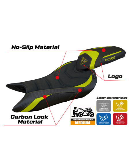 Funda de asiento compatible - Triumph Street Triple 765 2023-2025 - mod Norwich Ultragrip
