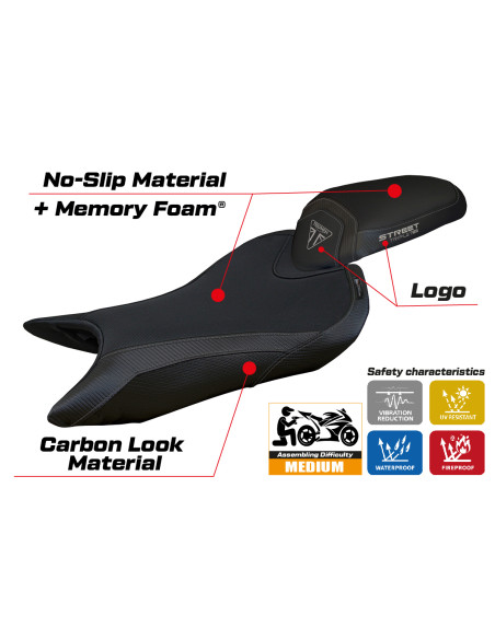 Funda de asiento compatible - Triumph Street Triple 765 2023-2025 - mod Sarzana Comfort System