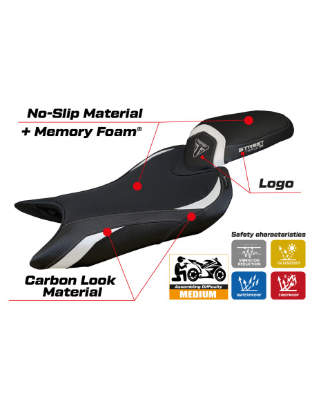 Funda de asiento compatible - Triumph Street Triple 765 2023-2025 - mod Sarzana Comfort System