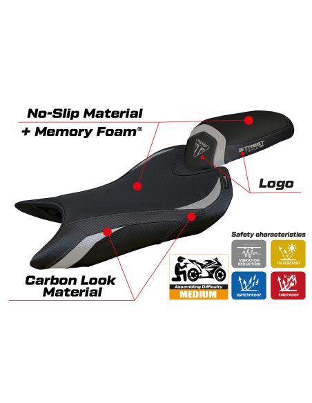 Funda de asiento compatible - Triumph Street Triple 765 2023-2025 - mod Sarzana Comfort System