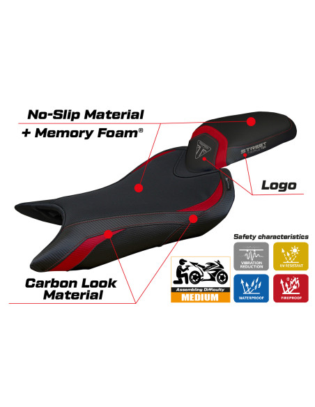 Funda de asiento compatible - Triumph Street Triple 765 2023-2025 - mod Sarzana Comfort System