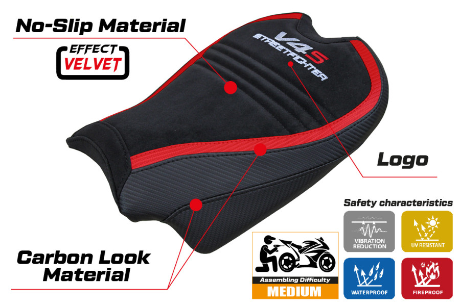 Seat cover compatible - Ducati Streetfighter V4 2020 - 2024 - mod Areion Velvet Special Edition