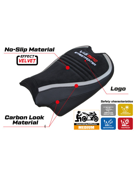 Housse de selle compatible - Ducati Streetfighter V4 2020 - 2024 - mod Areion Velvet Special Edition