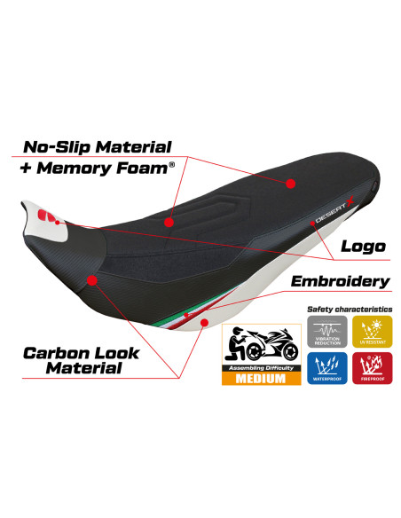 Rivestimento sella compatibile - Ducati Desert-X Rally 2022-2025 - mod Keren Ultragrip Comfort System