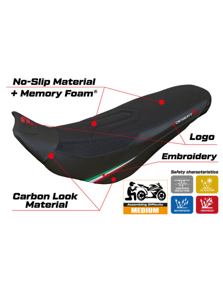 Seat cover compatible - Ducati Desert-X Rally 2022-2025 - mod Keren Ultragrip Comfort System