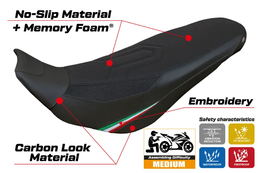 Funda de asiento compatible - Ducati Desert-X Rally 2022-2025 - mod Keren Ultragrip Comfort System