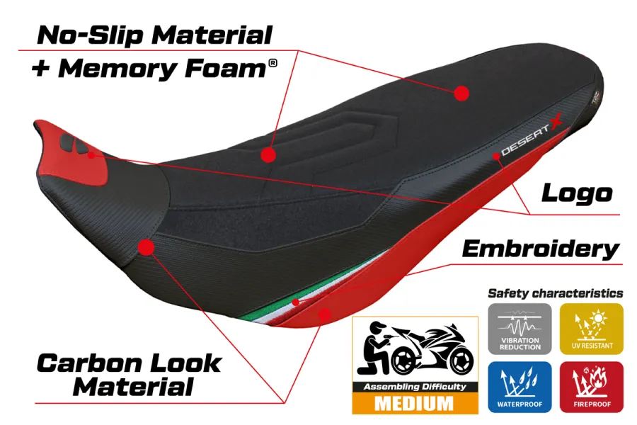 Sitzbezug kompatibel - Ducati Desert-X Rally 2022-2025 - mod Keren Ultragrip Comfort System