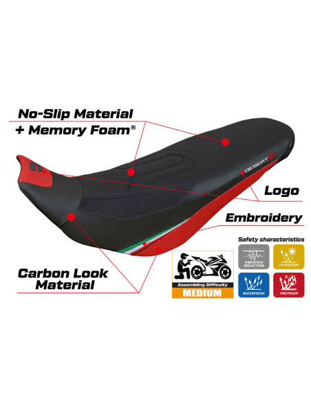 Rivestimento sella compatibile - Ducati Desert-X Rally 2022-2025 - mod Keren Ultragrip Comfort System