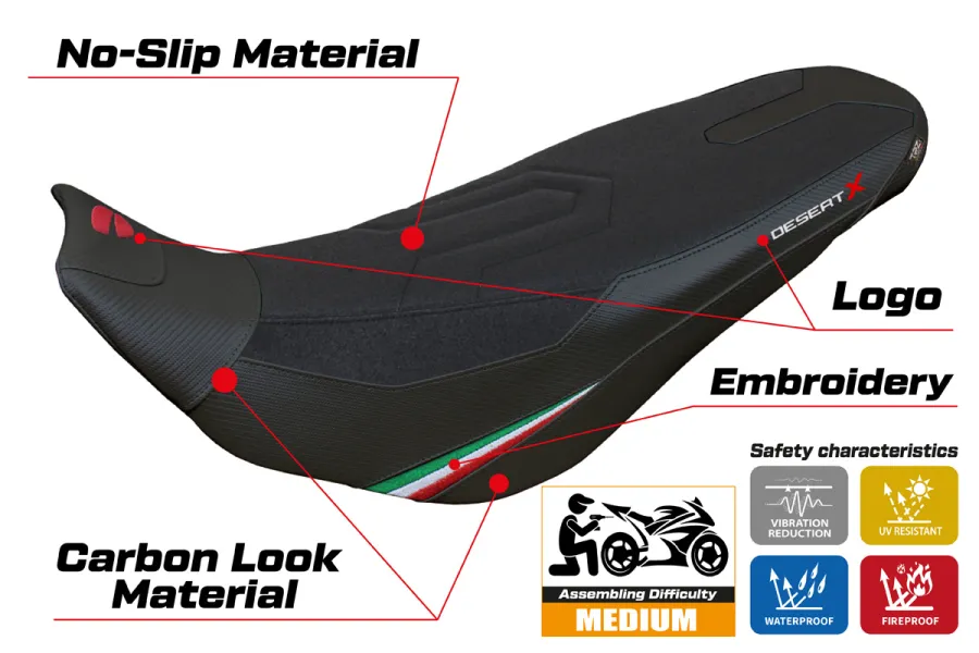 Housse de selle compatible - Ducati Desert-X Rally 2022-2025 - mod Eriba Ultragrip