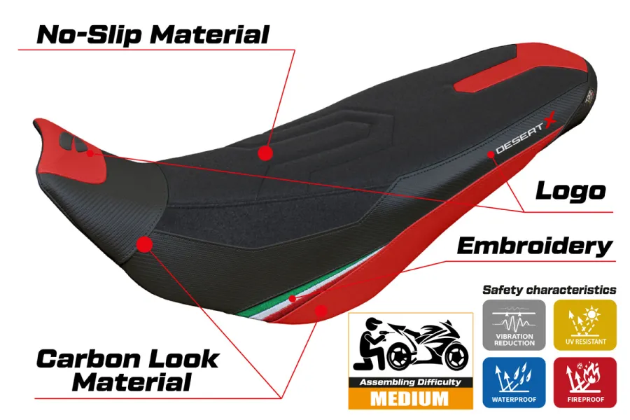 Funda de asiento compatible - Ducati Desert-X Rally 2022-2025 - mod Eriba Ultragrip