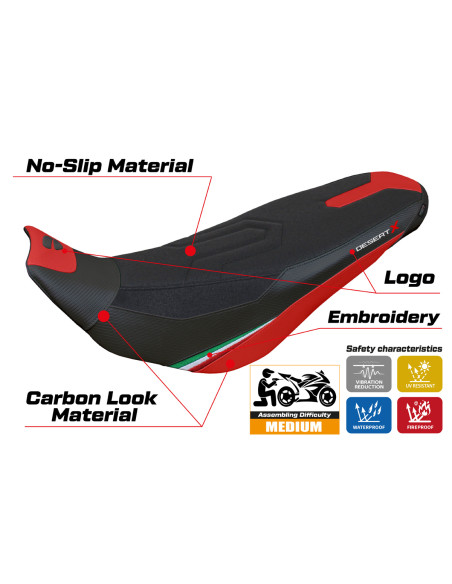 Housse de selle compatible - Ducati Desert-X Rally 2022-2025 - mod Eriba Ultragrip