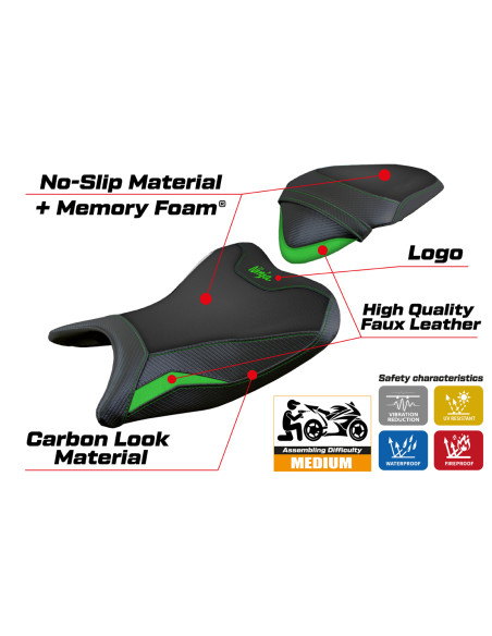 Sitzbezug kompatibel - Kawasaki Ninja 400 2018 - 2023 - mod Ribera Comfort System