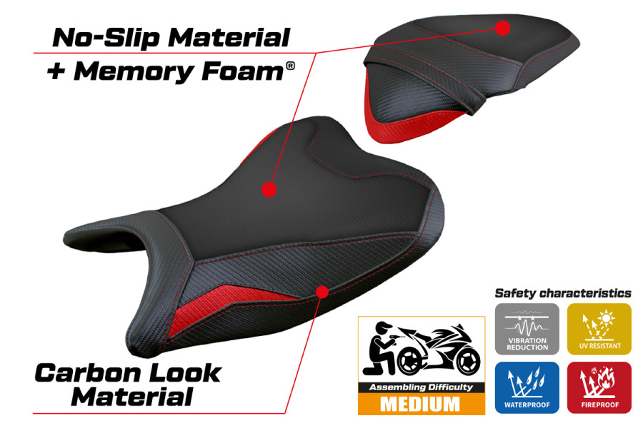 Funda de asiento compatible - Kawasaki Ninja 400 2018 - 2023 - mod Ribera Comfort System