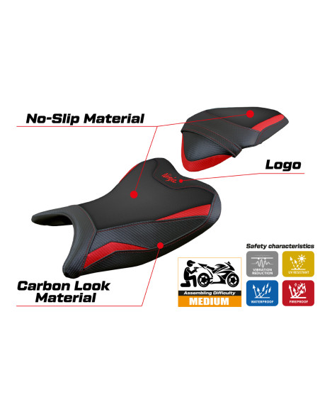 Funda de asiento compatible - Kawasaki Ninja 400 2018 - 2023 - mod Ribera
