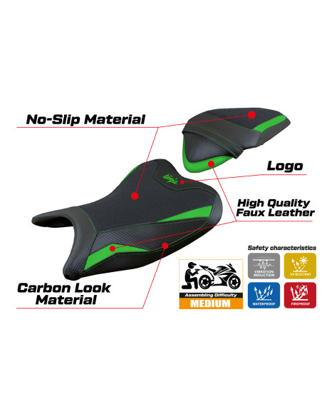 Seat cover compatible - Kawasaki Ninja 400 2018 - 2023 - mod Ribera Ultragrip