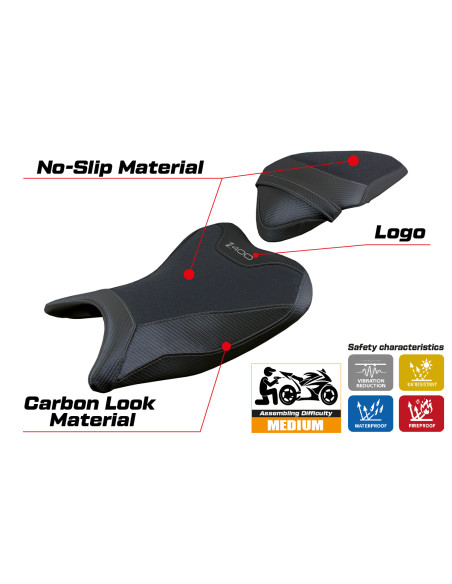 Rivestimento sella compatibile - Kawasaki Z 400 2018 - 2023 - mod Aragona Ultragrip