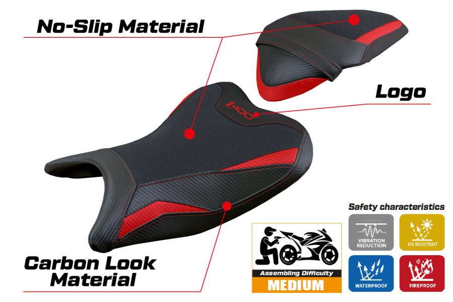 Rivestimento sella compatibile - Kawasaki Z 400 2018 - 2023 - mod Aragona Ultragrip